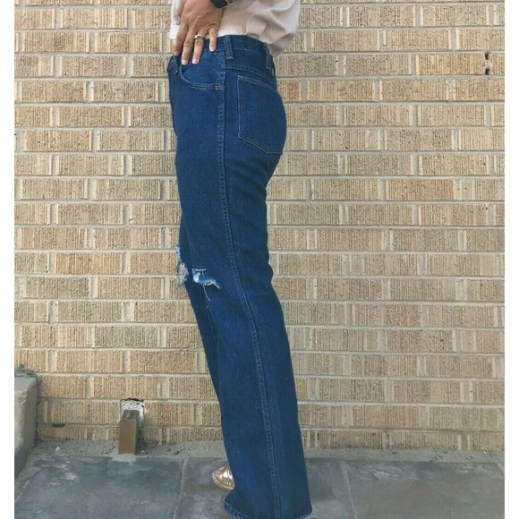 Vtg 80s Rustler wide leg dark wash flare jeans 28.5" dark denim casual everyday - Picture 8 of 11